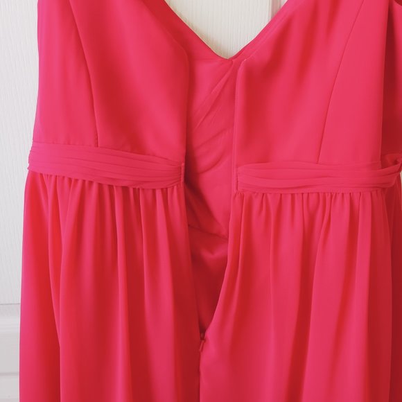 David's Bridal Women's Plus Punch Sheer Chiffon Tank With Rouching Dress Size 16 - Picture 8 of 16